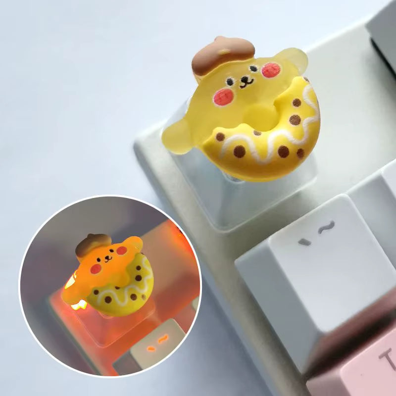 Diy Sanrio Translucent Keycap for Cross Axis Mechanical Keyboards Female Love Kuromi Key Cover