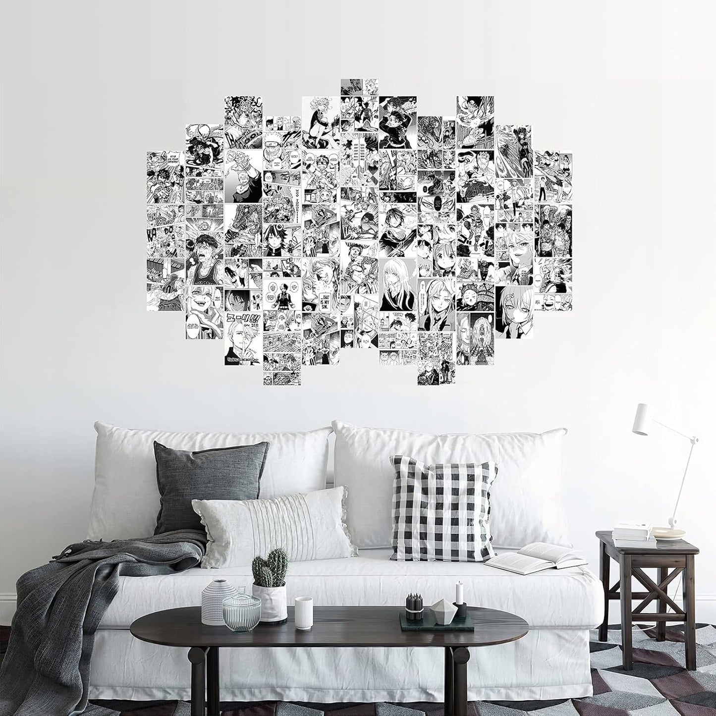50 Pcs Anime Wall Collage Kit Aesthetic Pictures, Wall Collage Kit Black and White,Manga Wall Collage,Anime Posters,Anime Room Decor for Bedroom,My Hero Academia Posters 4X6 Inch Photo Collage Kit