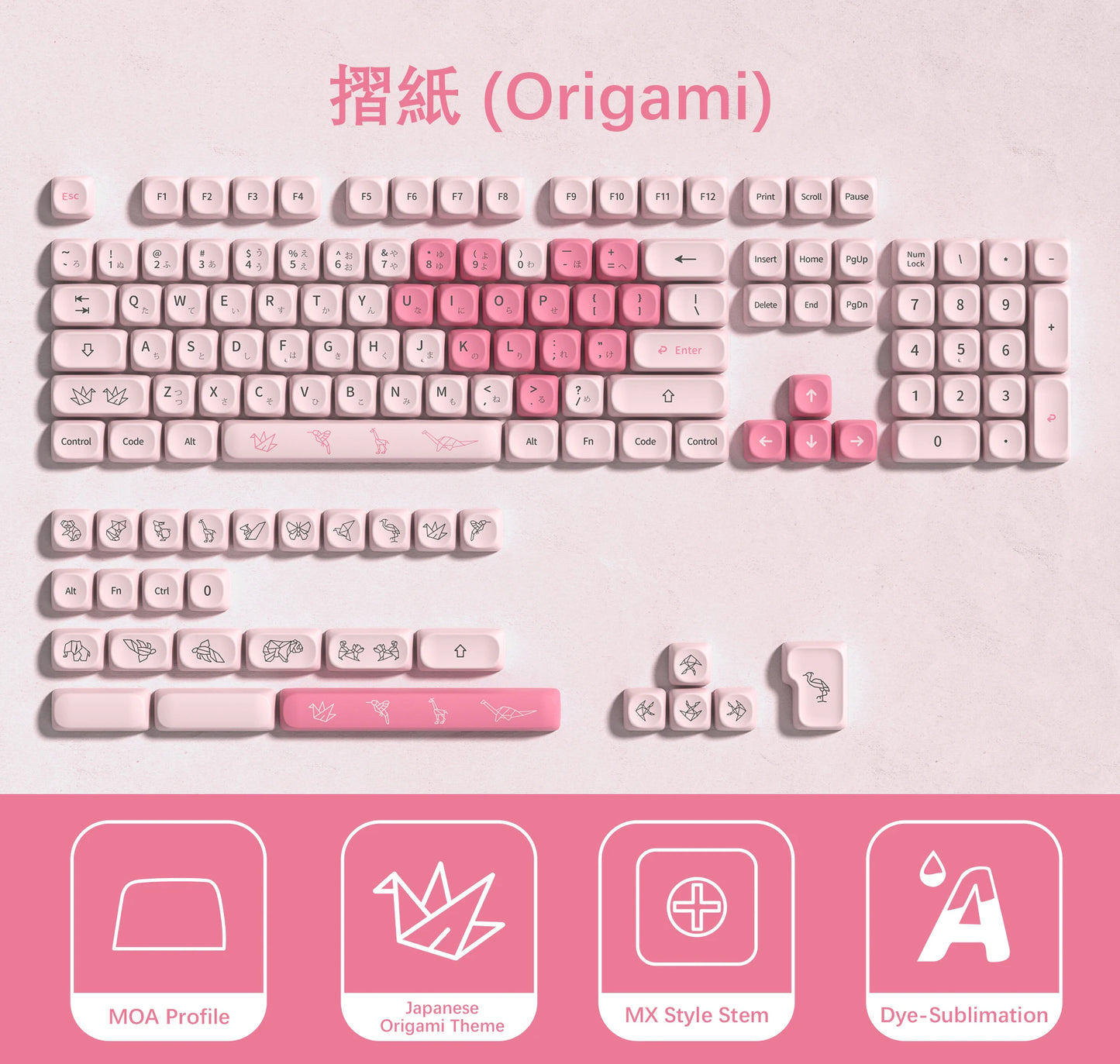 142 Keys Bow PBT Keycaps MOA Profile PBT Dye Sublimation DIY Key Caps for 61/87/104 Cherry MX Switch Gaming Mechanical Keyboard
