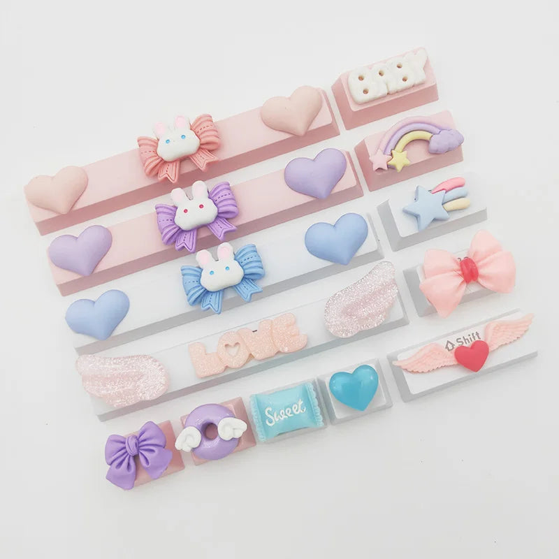 Lovely Cartoon Keycap Handmade Space Keycap Shift Backspace Enter Tab Supplement Combination Keycaps for DIY Mechanical Keyboard