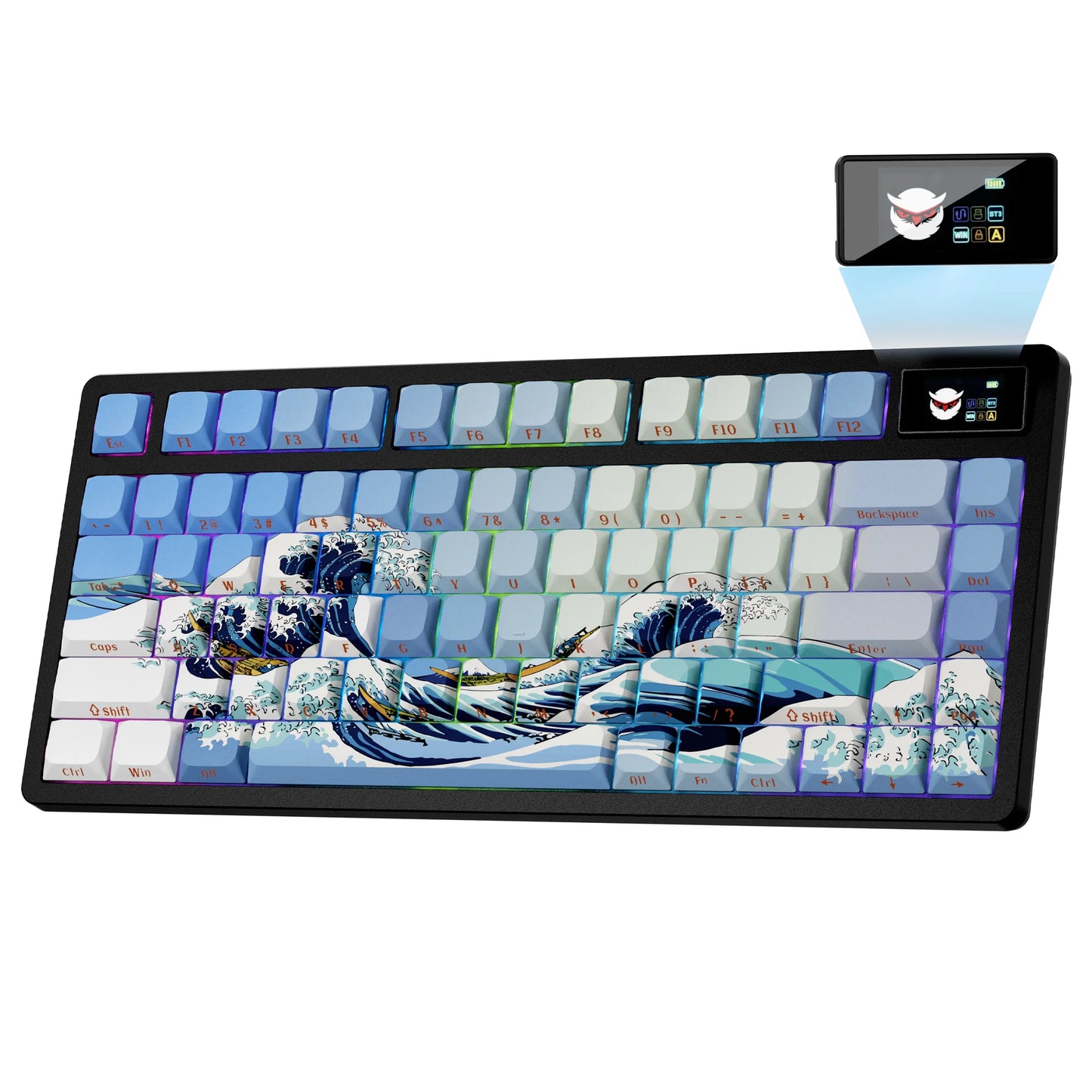 L75 PRO Wireless Low Profile Mechanical Keyboard Black Wave Kanagawa Tri-Mode Connection Gaming Keyboard Gasket-Mount Design