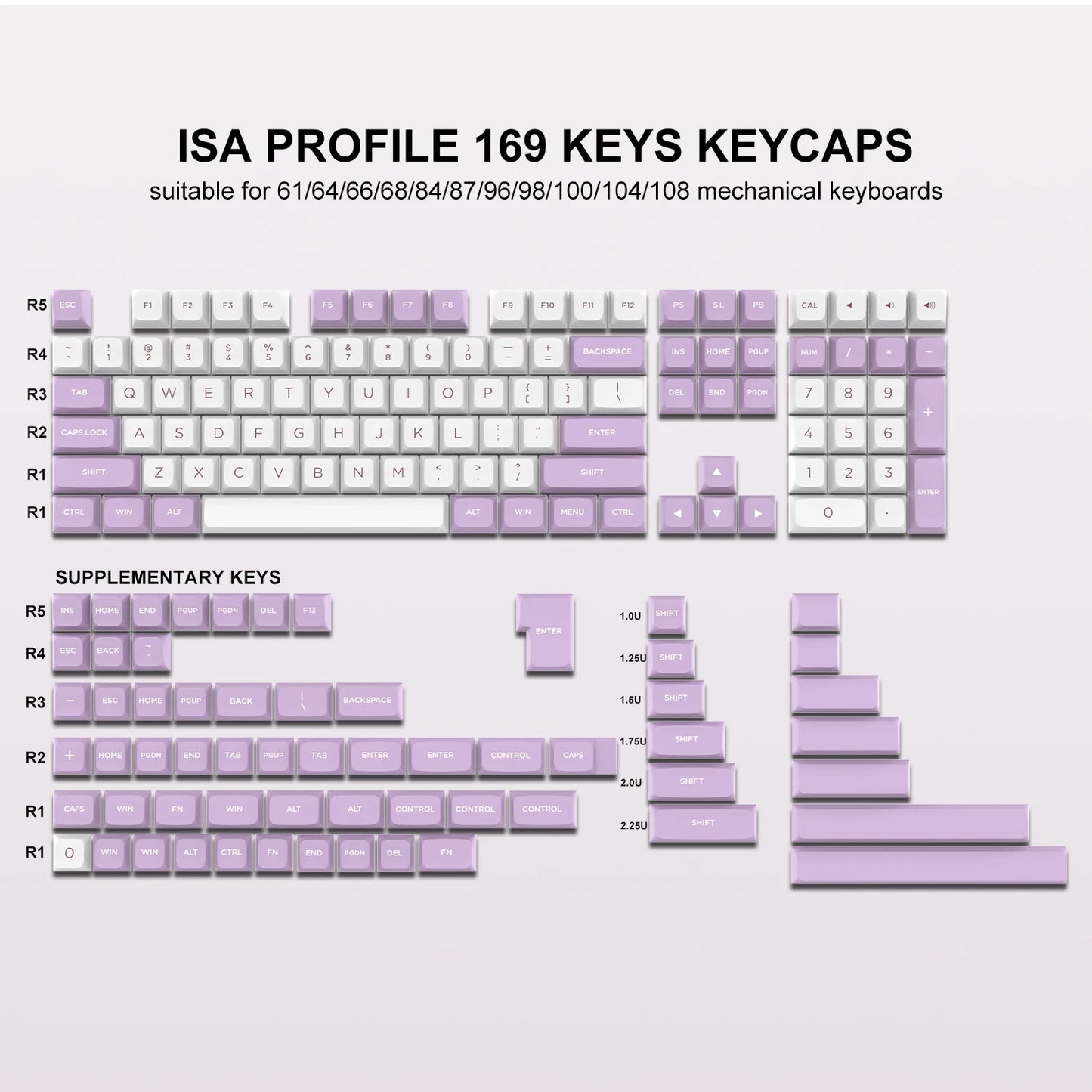 189 Key PBT Keycap Double-Shot Green White ISA Keycaps Kit Backlit Key Cap Cherry MX for Wireless Mechanical Gaming Keyboards