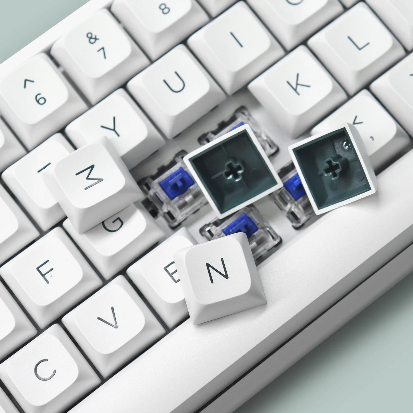 189 Key PBT Keycap Double-Shot Green White ISA Keycaps Kit Backlit Key Cap Cherry MX for Wireless Mechanical Gaming Keyboards