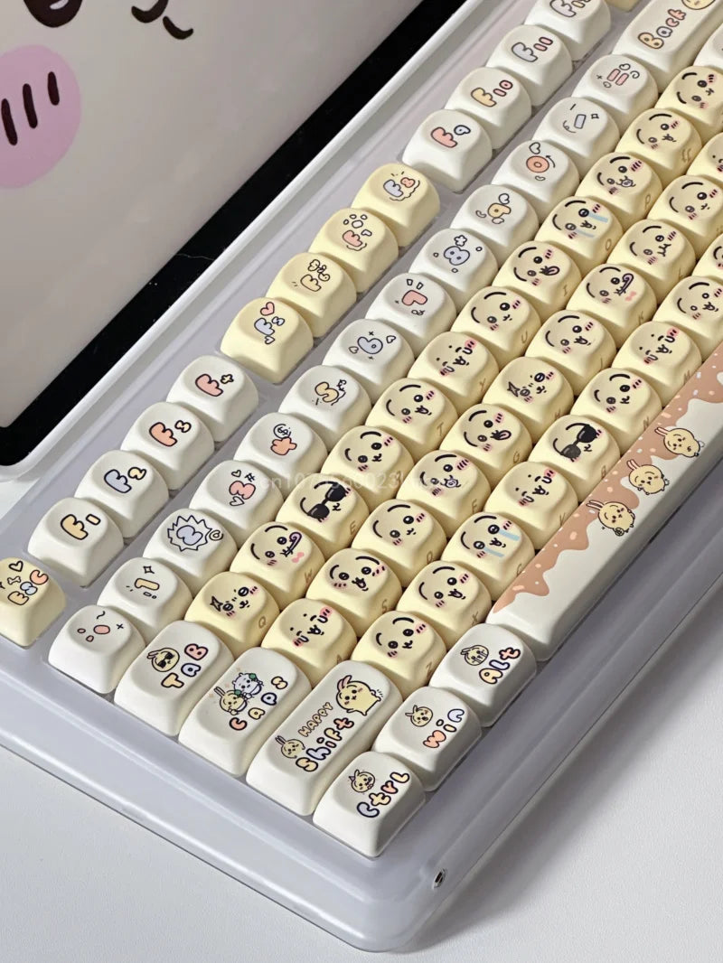 Miniso Chikawas Keycap Keycap 131 Keys Custom Made Kawaii Cap Dye-Sub Mechanical Keyboard Keycap MX Switch Girls Birthday Gift