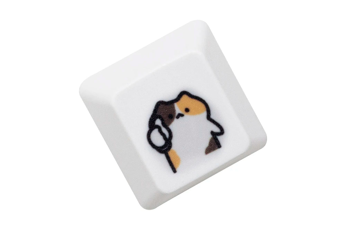 Cute Little Calico Cat Keycap Kitty Meme Keycap Dye Subbed Keycaps for Mx Stem Gaming Mechanical Keyboards Orange White Black