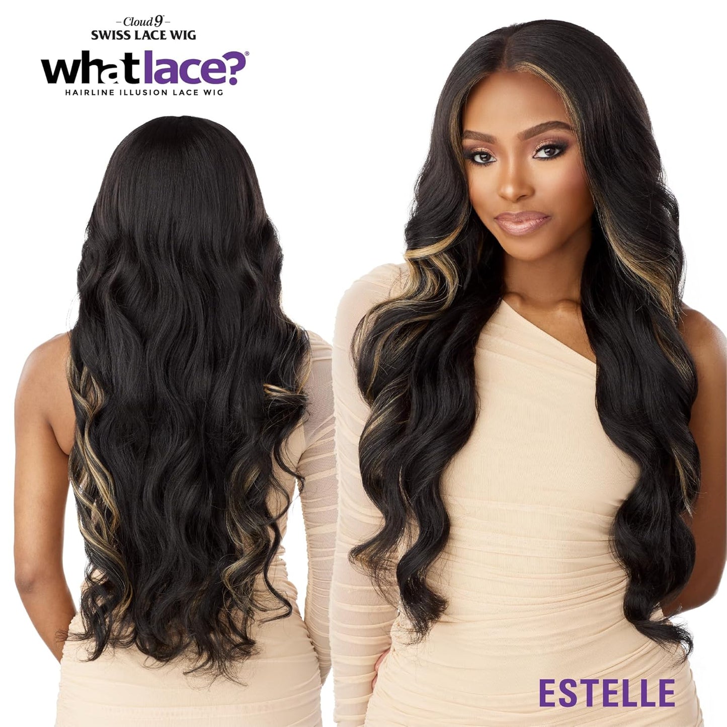Sensationnel What Lace 13X6 Wigs - Estelle Lacefrontal Hand Tied Glueless Synthetic with Natural Density Preplucked Hairline (1 JETBLACK)