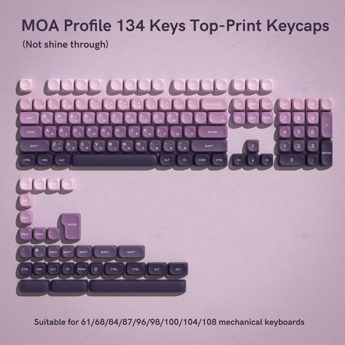 143 Keys Pink Cherry MOA Profile PBT Keycaps Customs Dye Sub Key Caps for 61/87/104 Cherry MX Switch Gaming Mechanical Keyboard