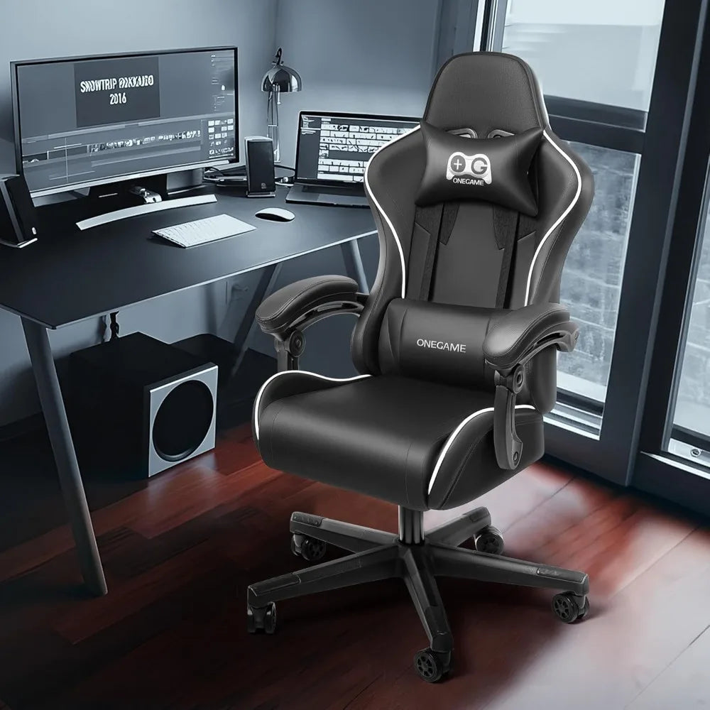 Gaming Chair for Adults, Ergonomic Computer Gamer Chair, Racing Style Swivel Office Desk Chair with Headrest and Lumbar Support
