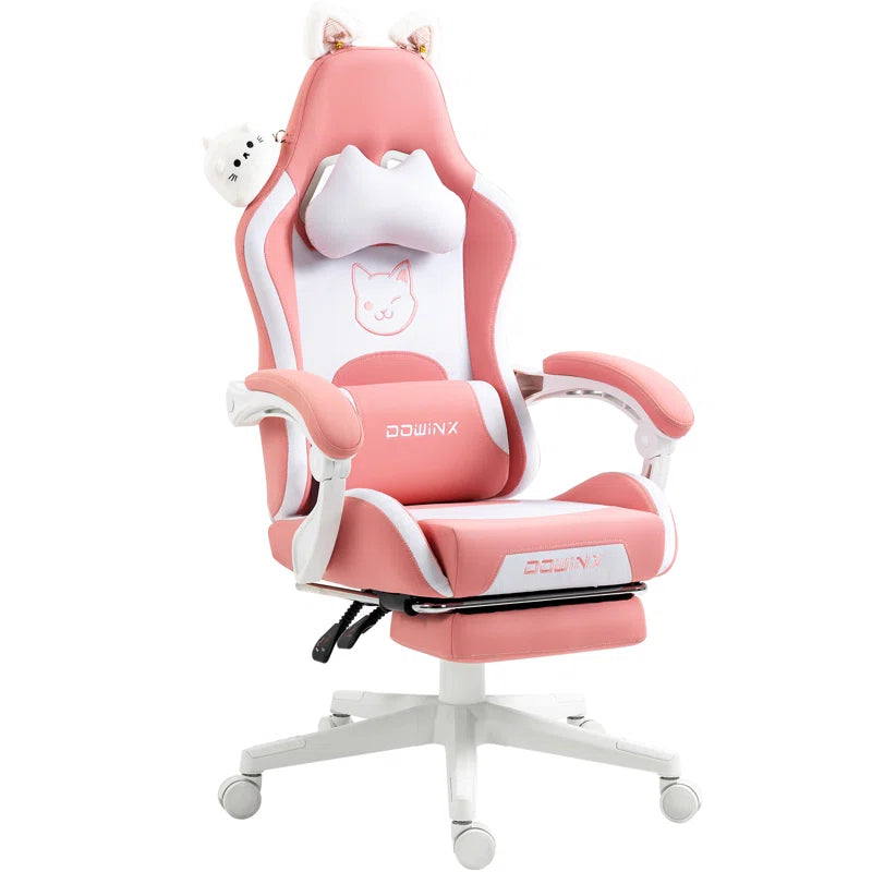 Adjustable Reclining Ergonomic Swiveling PC & Racing Game Chair with Footrest