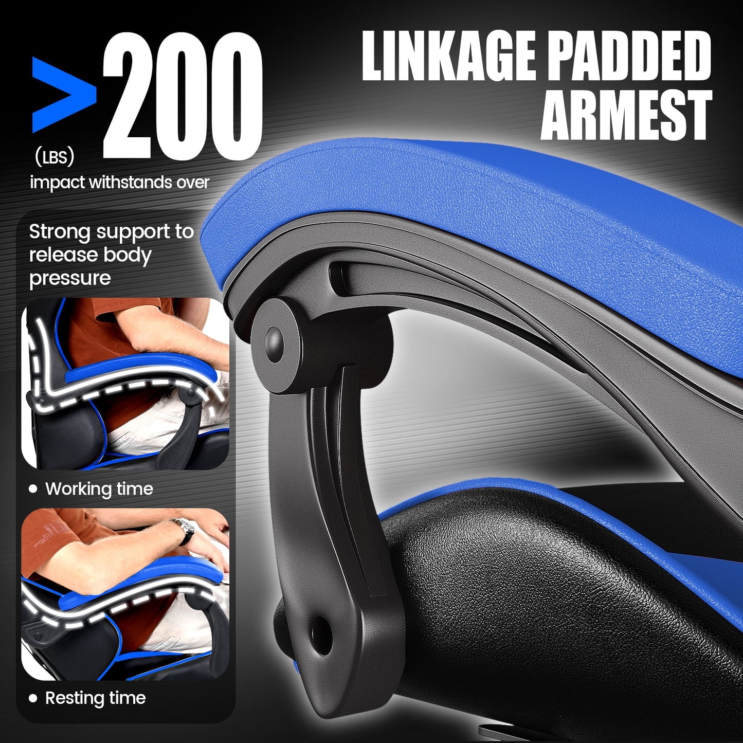 Gaming Chair, Ergonomic Computer Chair with Lumbar Support and Headrest, Blue