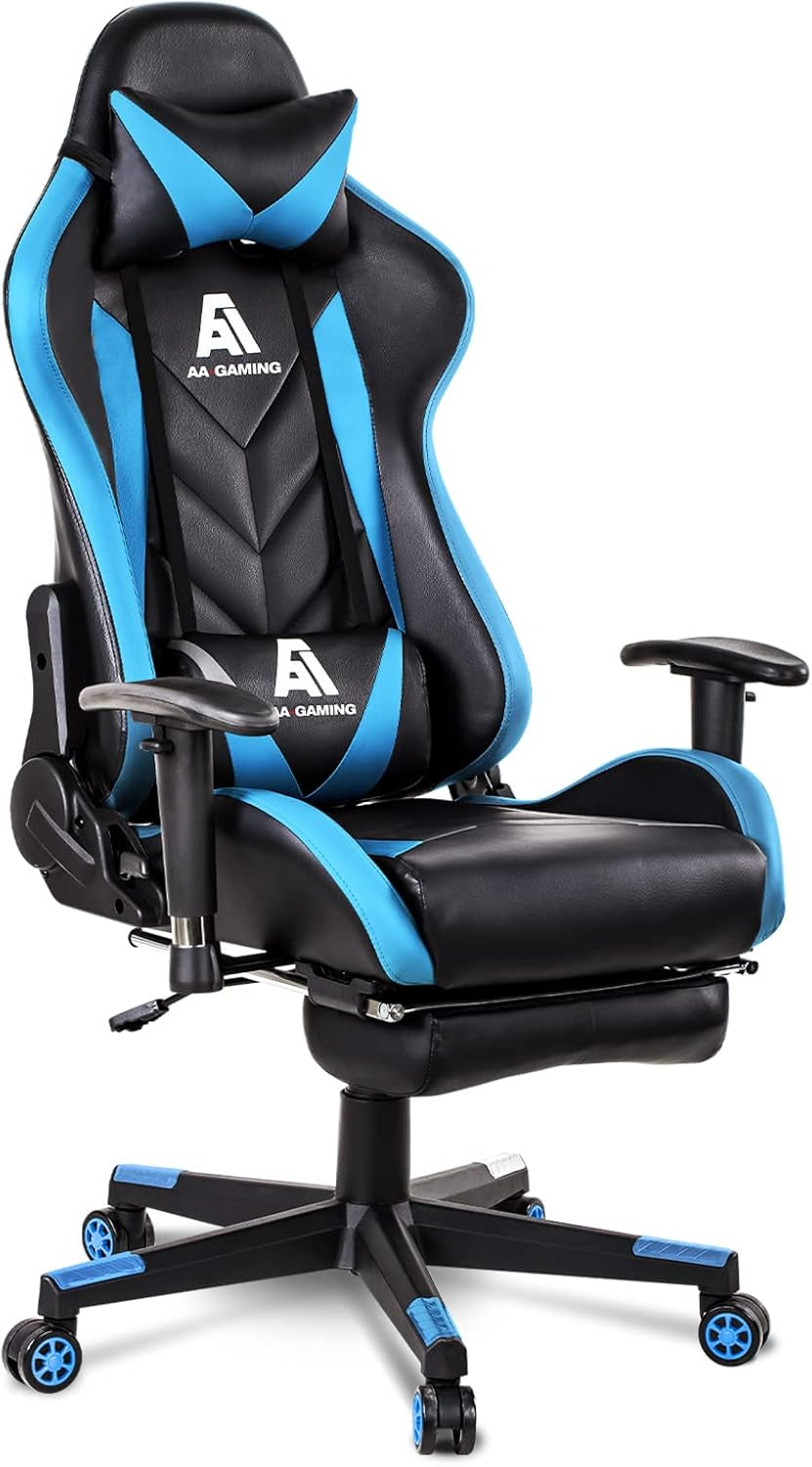 AA Products Gaming Chair High Back Ergonomic Computer Racing Chair Adjustable Office Chair with Footrest, Lumbar Support Swivel Chair - Grey