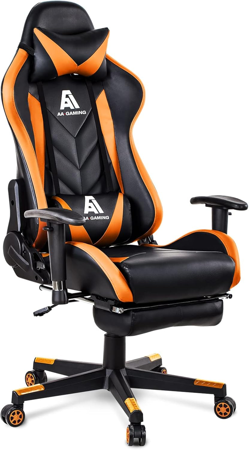 AA Products Gaming Chair High Back Ergonomic Computer Racing Chair Adjustable Office Chair with Footrest, Lumbar Support Swivel Chair - Grey