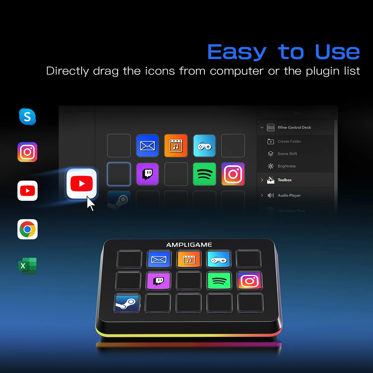 Stream Controller with 15 Macro Keys,Streaming Deck with Trigger Actions in App Software Obs/Twitch/Youtube,For Mac&Pc-D6