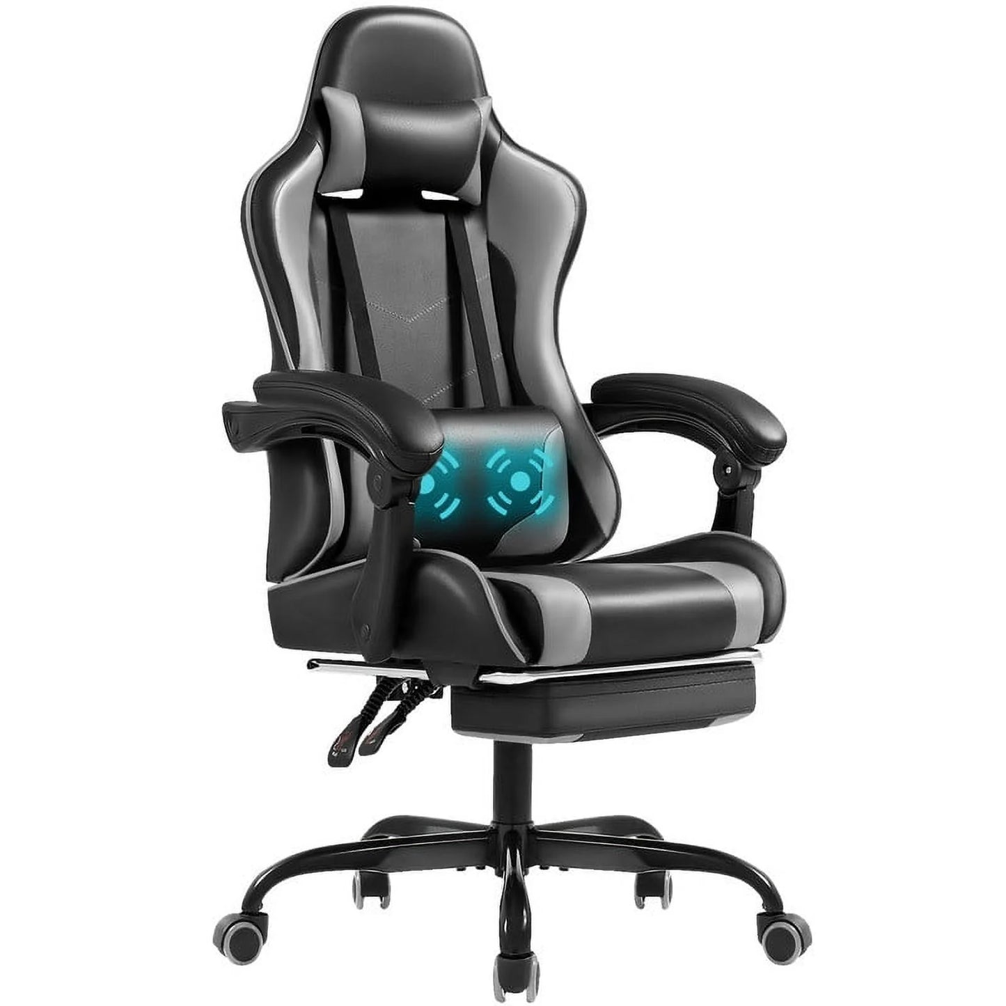 Furmax High Back Massage Gaming Chair with Footrest PU Leather Racing Computer Chair with Lumbar Support Ergonomic Office Chairs, Purple