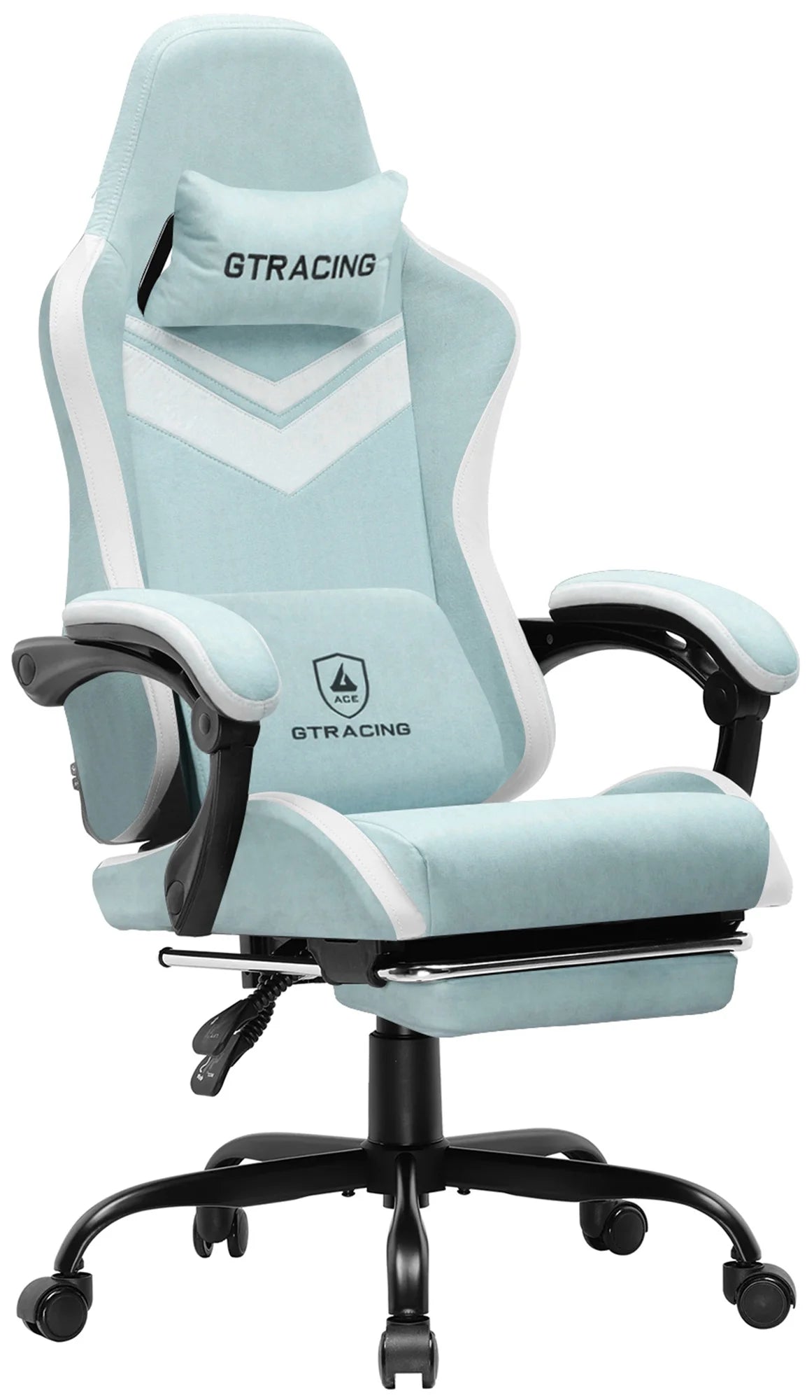 GTRACING GTW-300 Ergonomic Adjustable Height Reclining Fabric Gaming Chair, Green