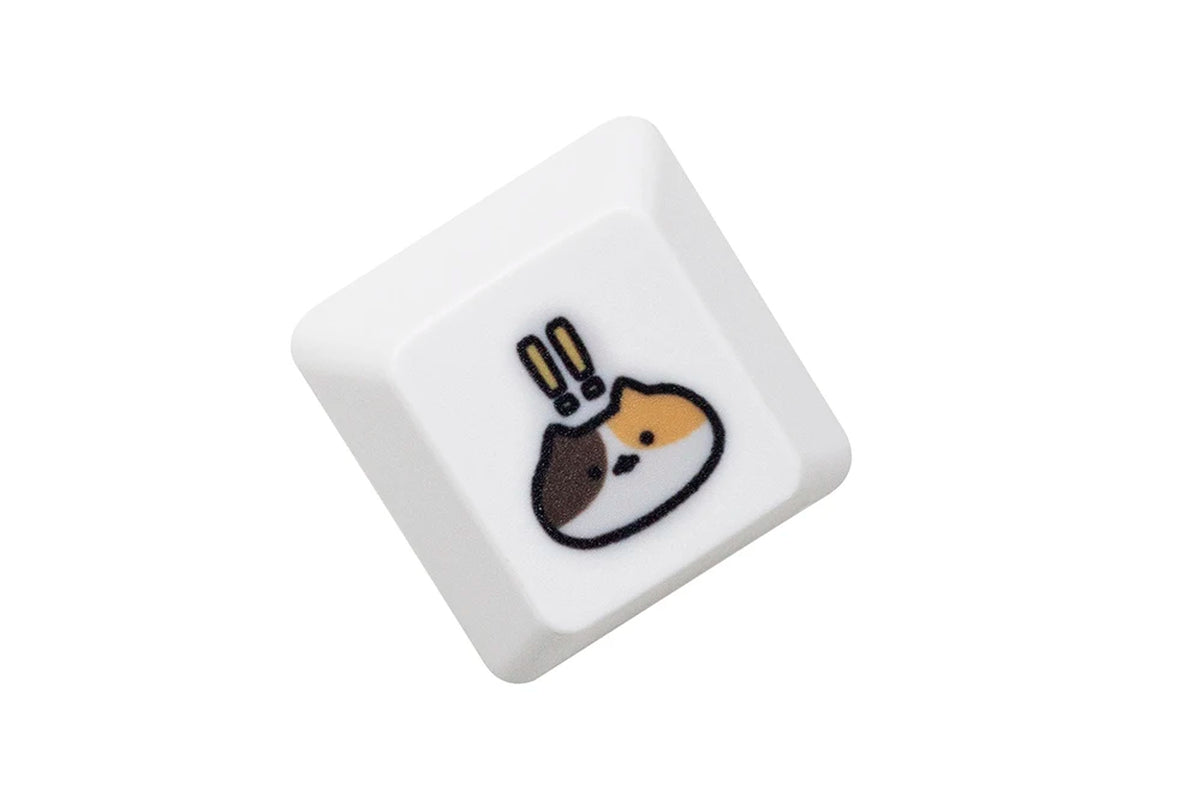 Cute Little Calico Cat Keycap Kitty Meme Keycap Dye Subbed Keycaps for Mx Stem Gaming Mechanical Keyboards Orange White Black