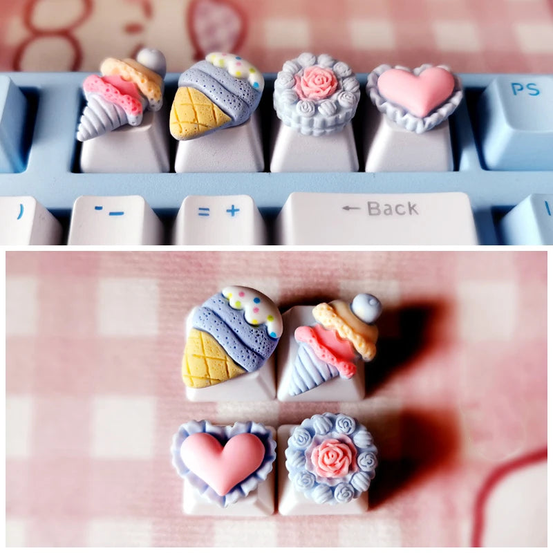 Lovely Cartoon Keycap Handmade Space Keycap Shift Backspace Enter Tab Supplement Combination Keycaps for DIY Mechanical Keyboard