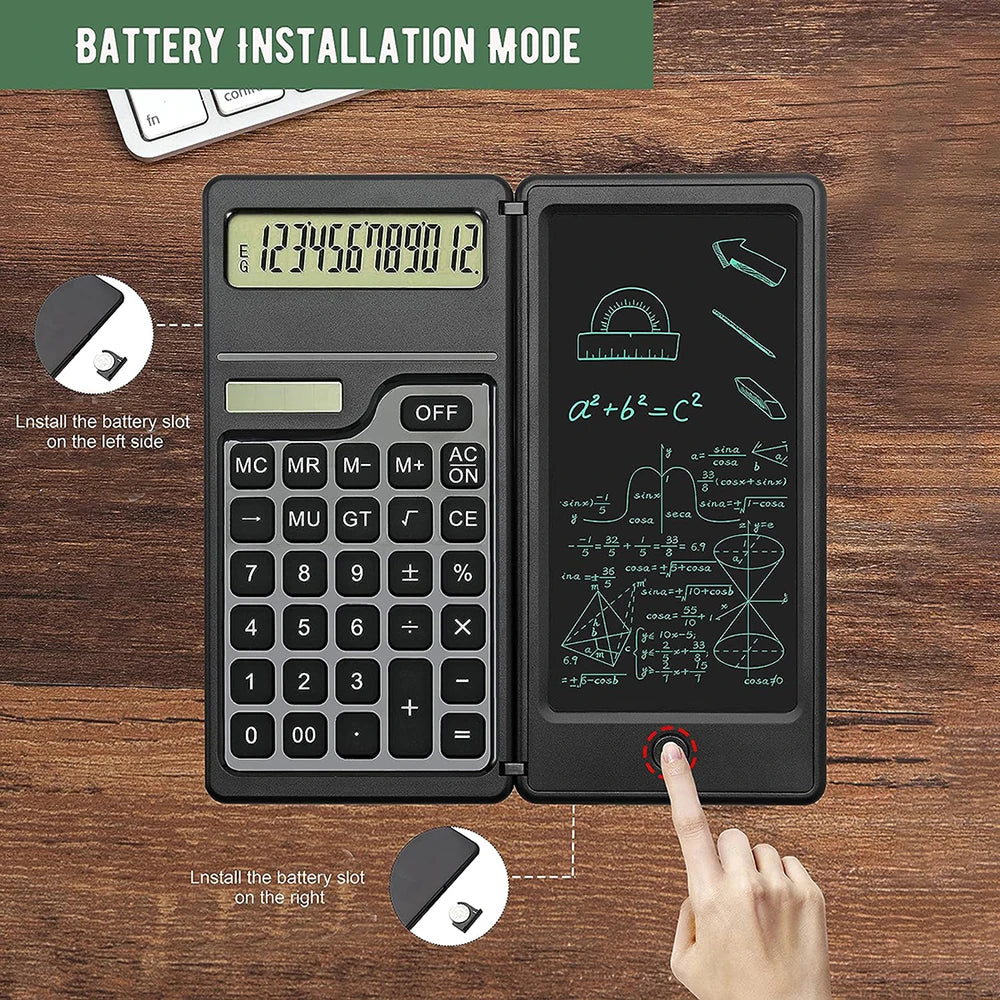 Solar Energy Calculator Notepad Large Screen Writing Tablet Portable Folding Scientific Calculator Mute School Office Business