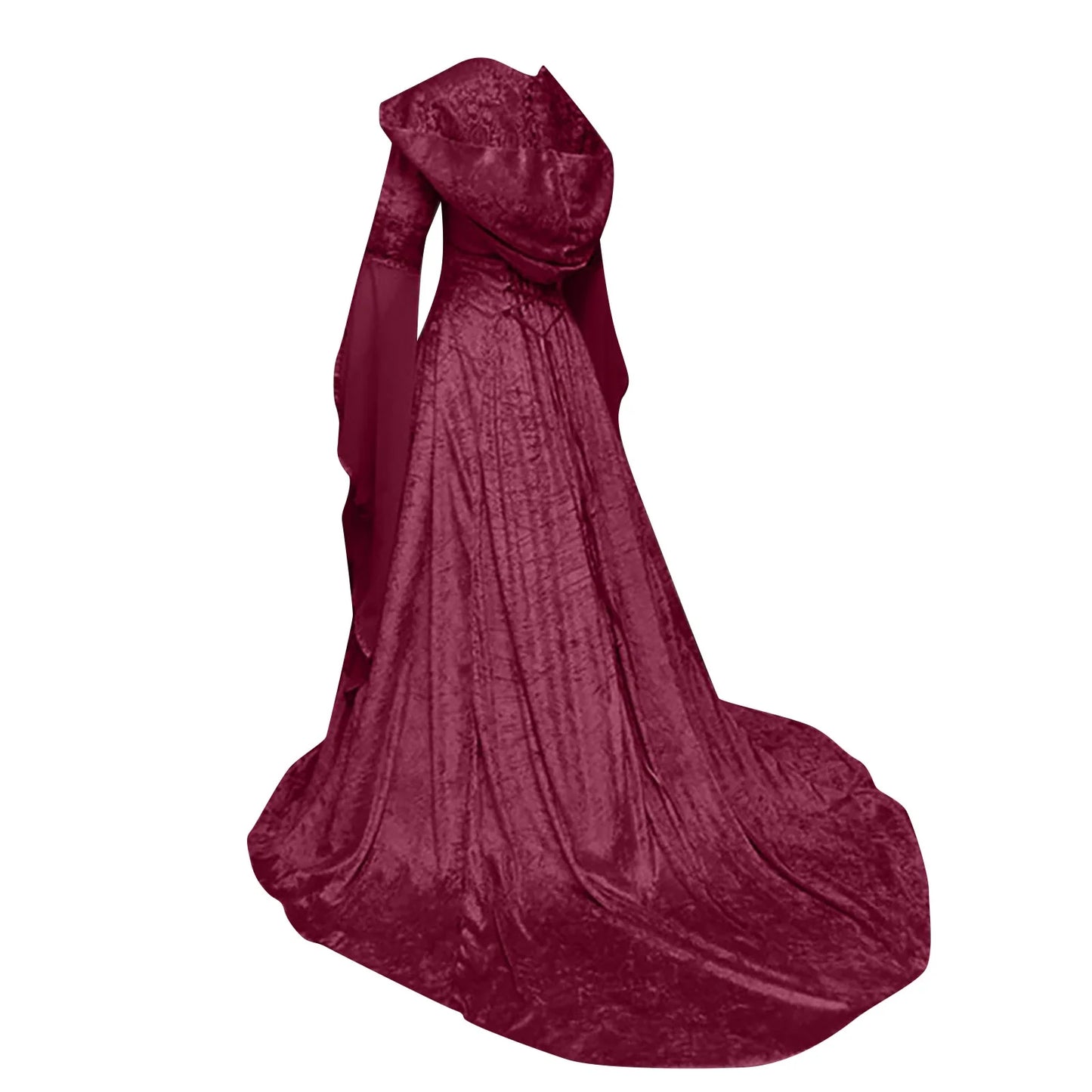 Women'S Hooded Gothic Dres Long Sleeve Hooded a Line Tiered Midi Dress Gothic Dresses for Ladies Lace Bow Tie Gothic Dress Floor Length Cosplay Dress Red M