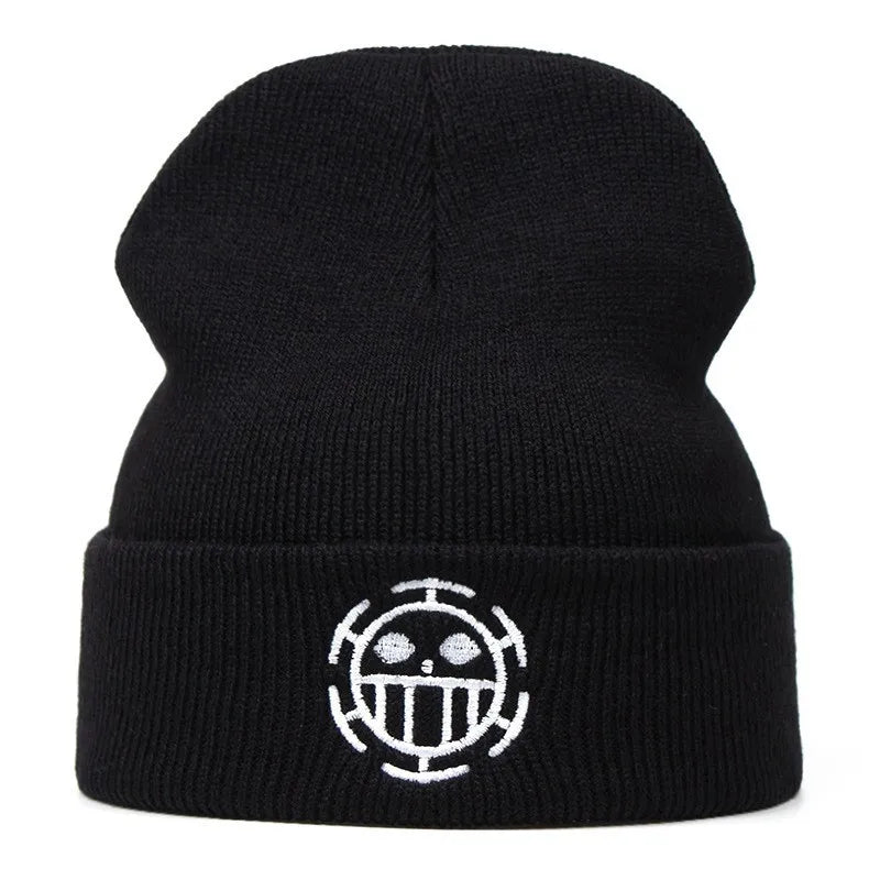 Anime Knited Hats Cosplay Adult Unisex Cap Cartoon Lufy Anime Peripheral Fashion Warm Beanie Hat Skull Embroidery Hood