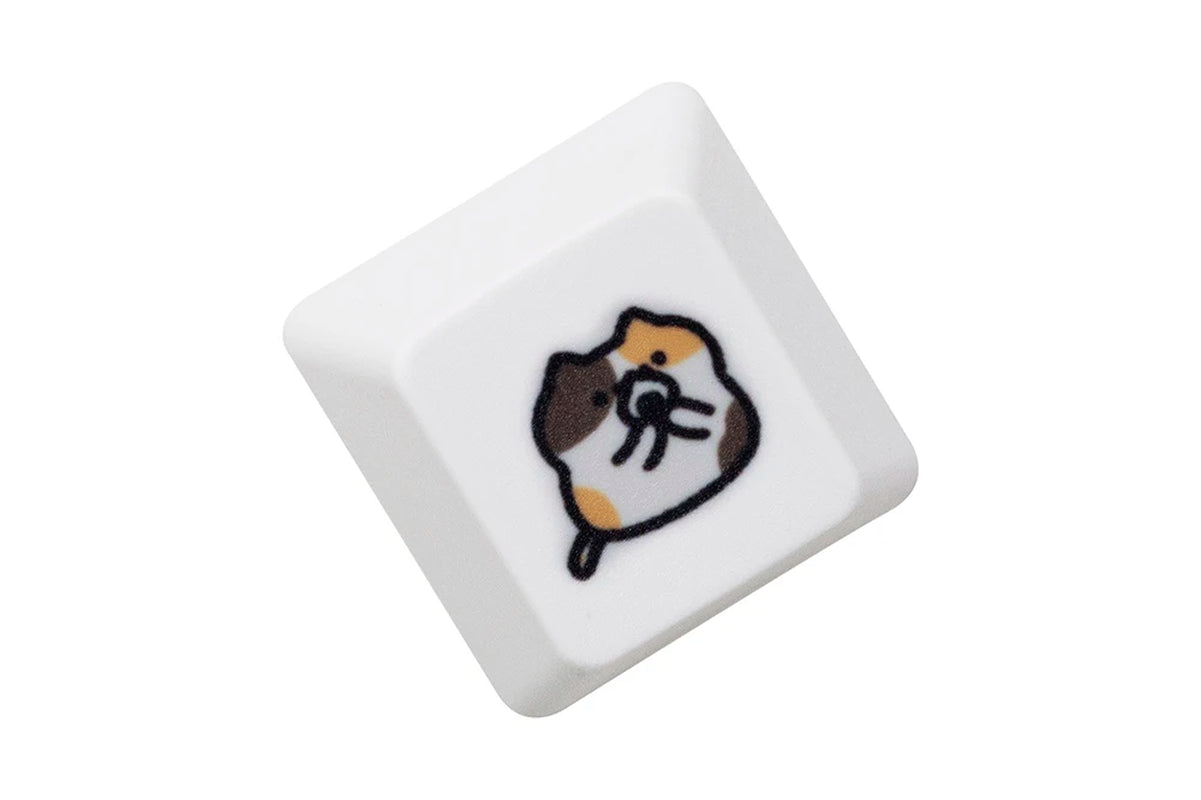 Cute Little Calico Cat Keycap Kitty Meme Keycap Dye Subbed Keycaps for Mx Stem Gaming Mechanical Keyboards Orange White Black