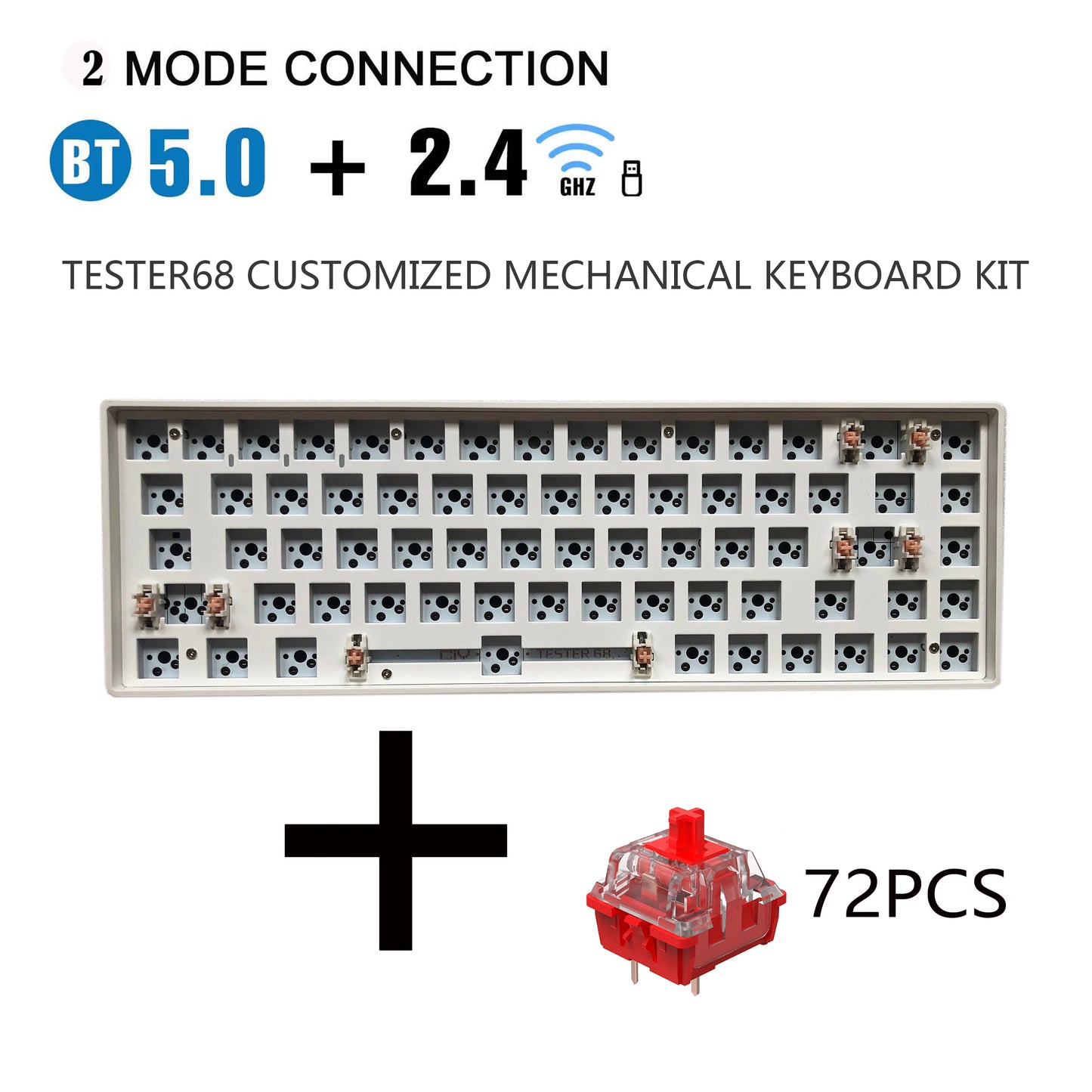 ZUOYA TESTER68 Customized Mechanical Keyboard Kit TES68 Hot-Swappable Shaft Base Axis 2.4G Bluetooth Customized Wireless Keyboar