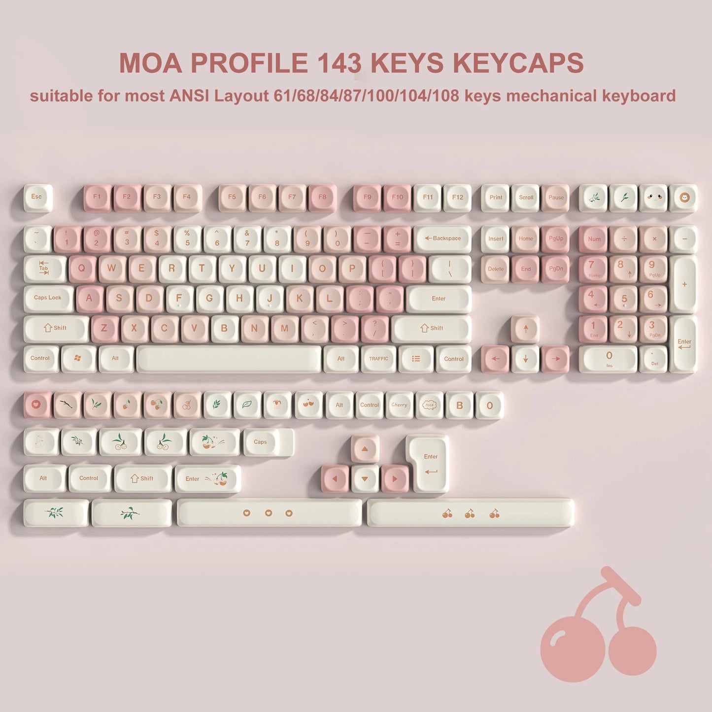 142 Keys Bow PBT Keycaps MOA Profile PBT Dye Sublimation DIY Key Caps for 61/87/104 Cherry MX Switch Gaming Mechanical Keyboard