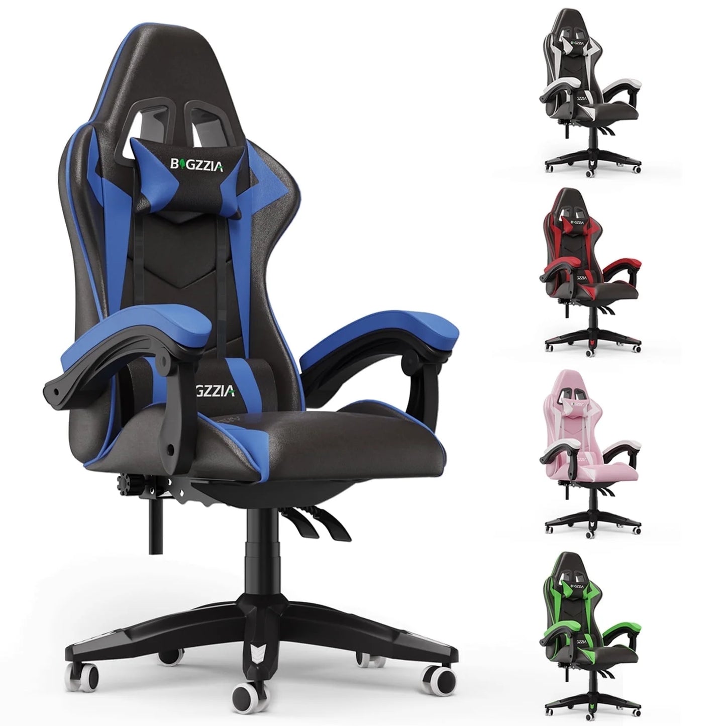 Gaming Chair, Ergonomic Computer Chair with Lumbar Support and Headrest, Blue