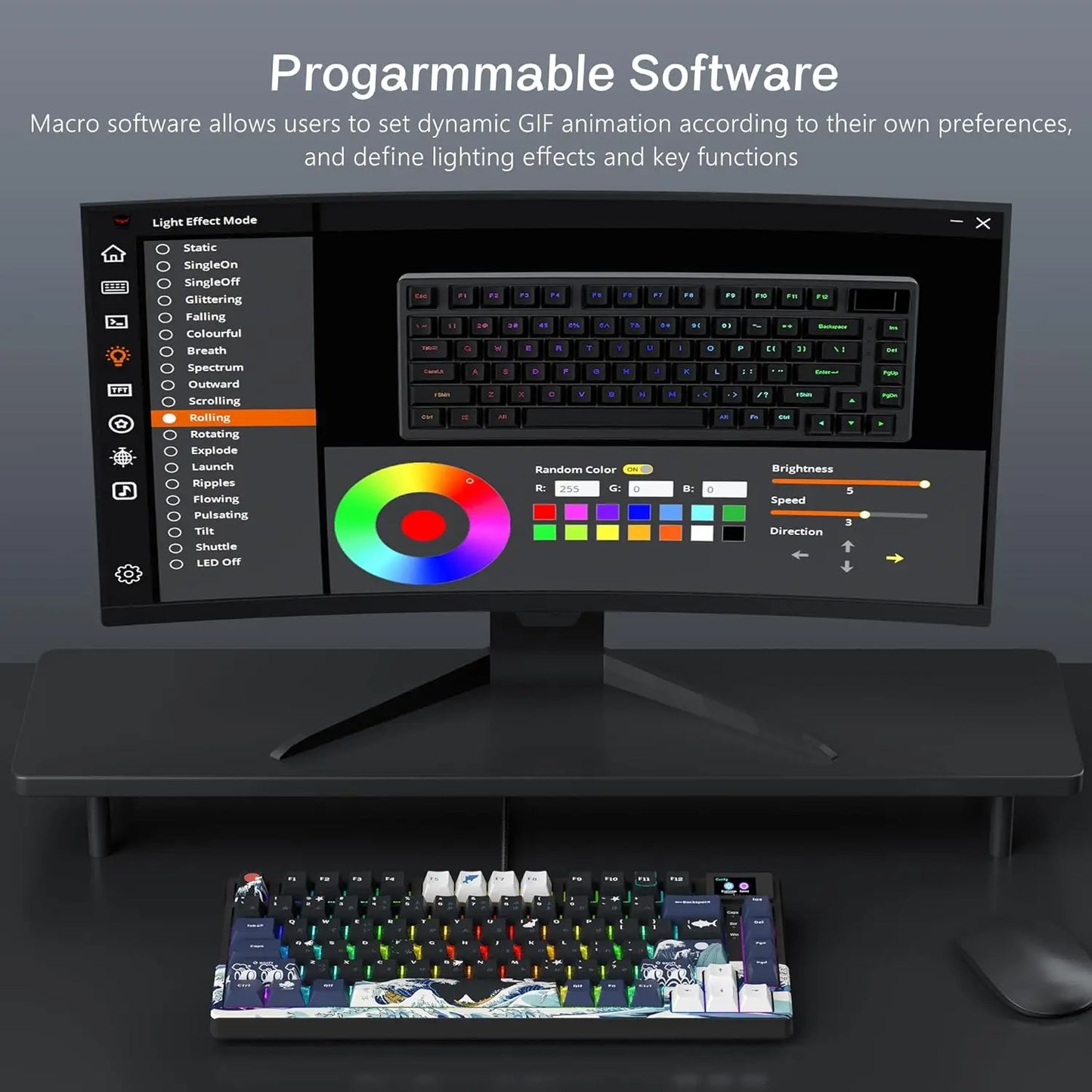 S-K80 Gamer Keyboard with Color OLED Display Mechanical Gaming Keyboard Hot Swappable Gasket Mount RGB Custom Keyboard