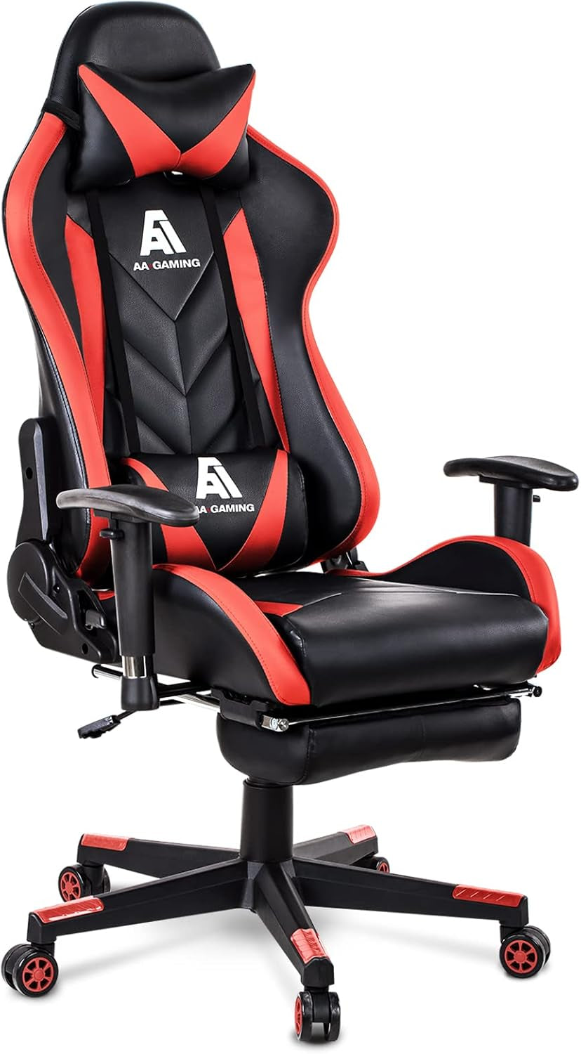AA Products Gaming Chair High Back Ergonomic Computer Racing Chair Adjustable Office Chair with Footrest, Lumbar Support Swivel Chair - Grey