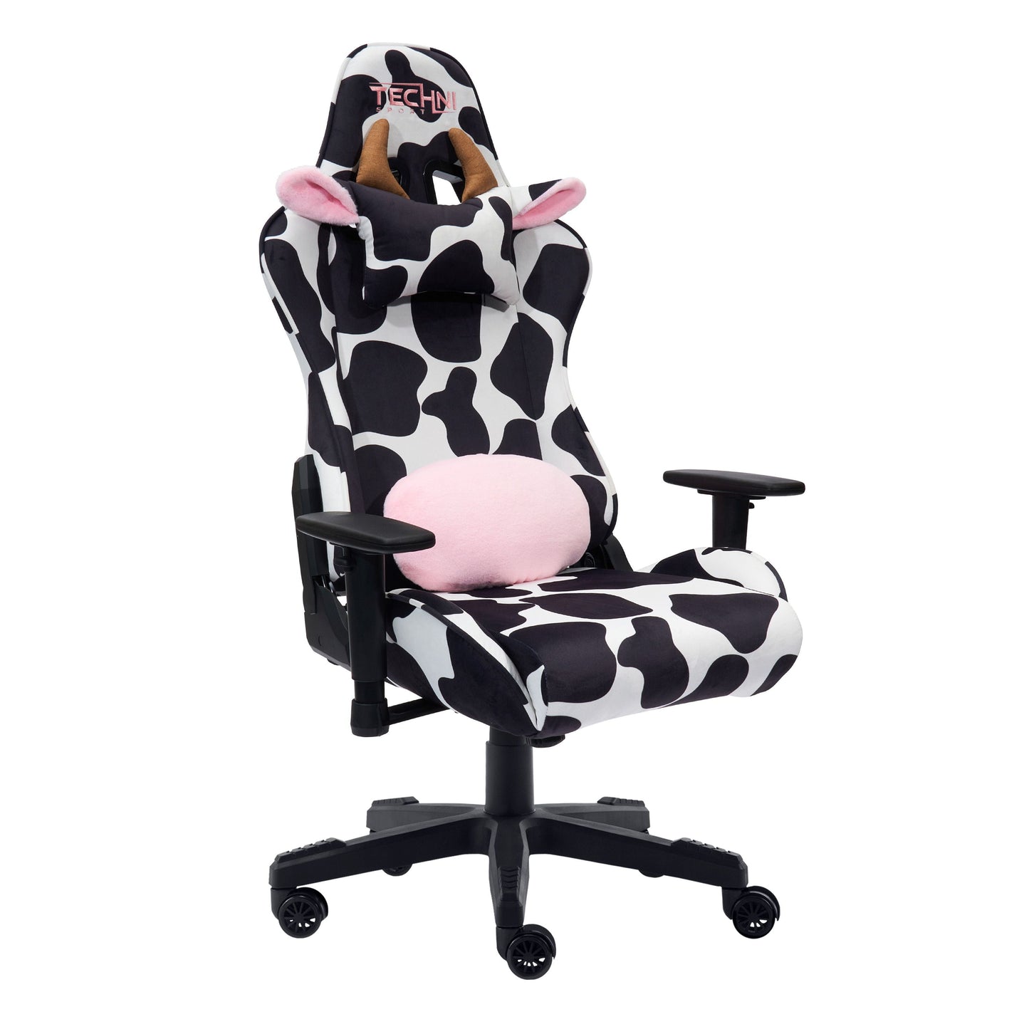 Techni Sport TS85 Luxx Series Gaming Chair with Memory Foam Seat, Black/White Cow Print RTA-TS85-COW