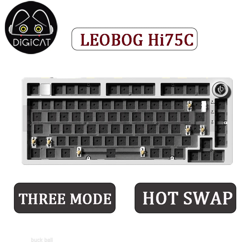 LEOBOG Hi75C Mechanical Keyboard Three Mode Hot Swap RGB Gasket Aluminium Alloy with Knob Hi75C Keyboard Kit Customized PC Gamer