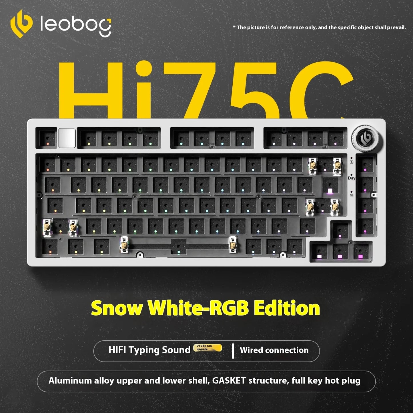 LEOBOG Hi75C Mechanical Keyboard Three Mode Hot Swap RGB Gasket Aluminium Alloy with Knob Hi75C Keyboard Kit Customized PC Gamer