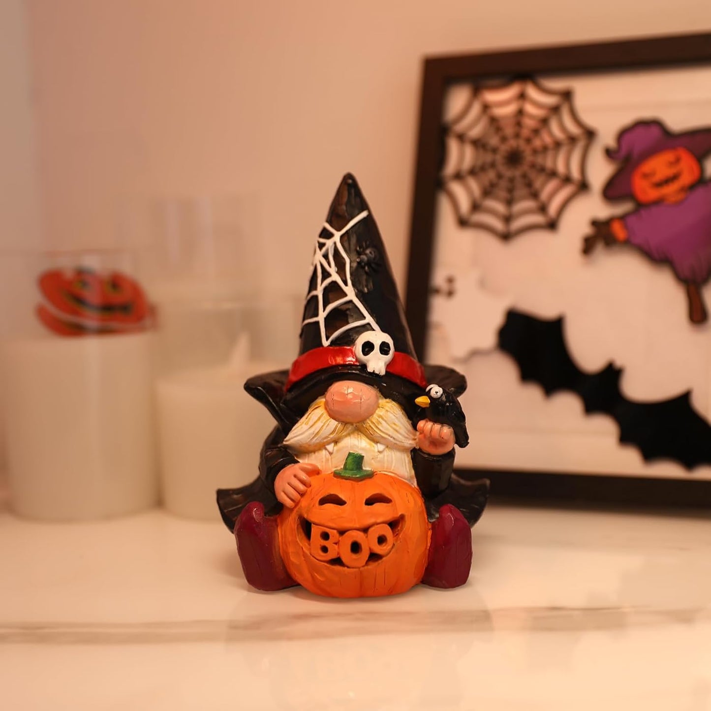 Halloween Decorations Indoor: Halloween Gnomes Figurine Light, Halloween Table D