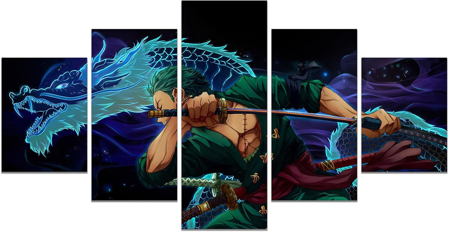 Anime Poster Roronoa Zoro Poster Print on Canvas Painting Wall Art for Living Room Decor Boy Gift (Unframed, Q-Zoro 2)