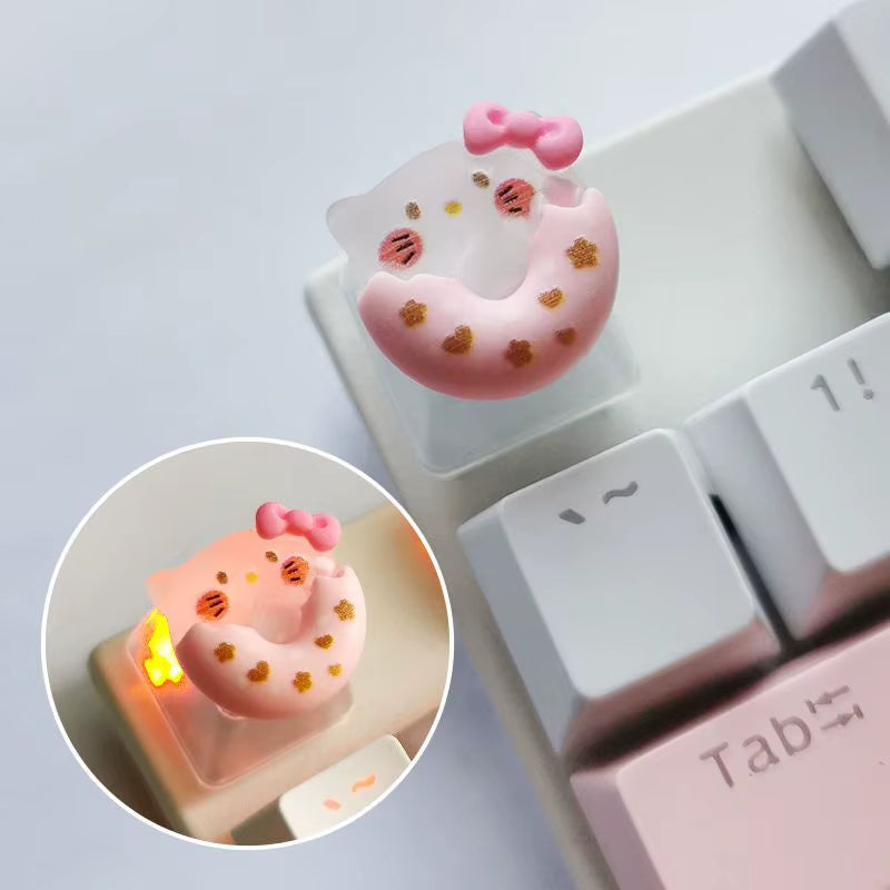 Diy Sanrio Translucent Keycap for Cross Axis Mechanical Keyboards Female Love Kuromi Key Cover