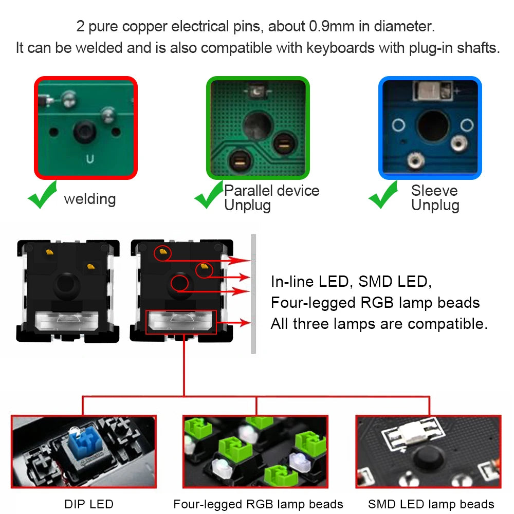 SMD RGB MX Switch 3Pin Clicky Linear Tactile Silent Red Blue Black Brown Purple Switche for Backlit Mechanical Keyboard