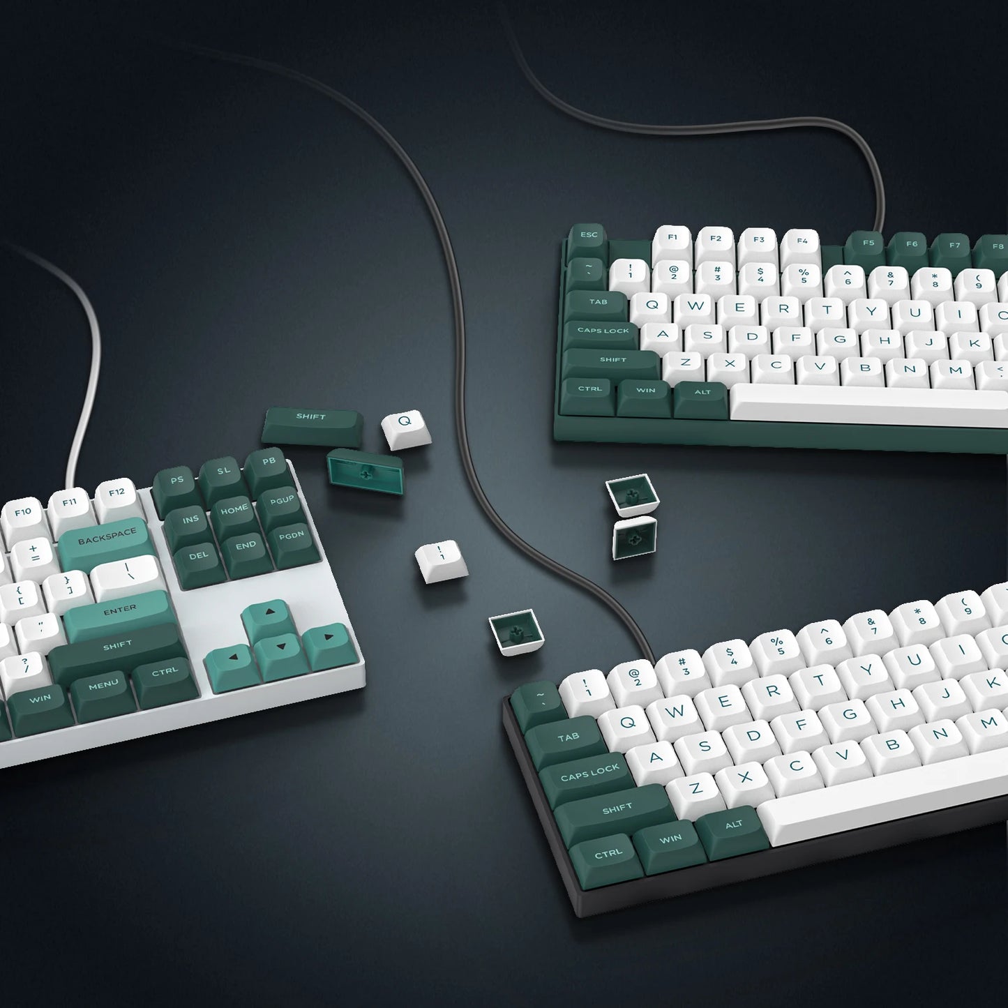 189 Key PBT Keycap Double-Shot Green White ISA Keycaps Kit Backlit Key Cap Cherry MX for Wireless Mechanical Gaming Keyboards