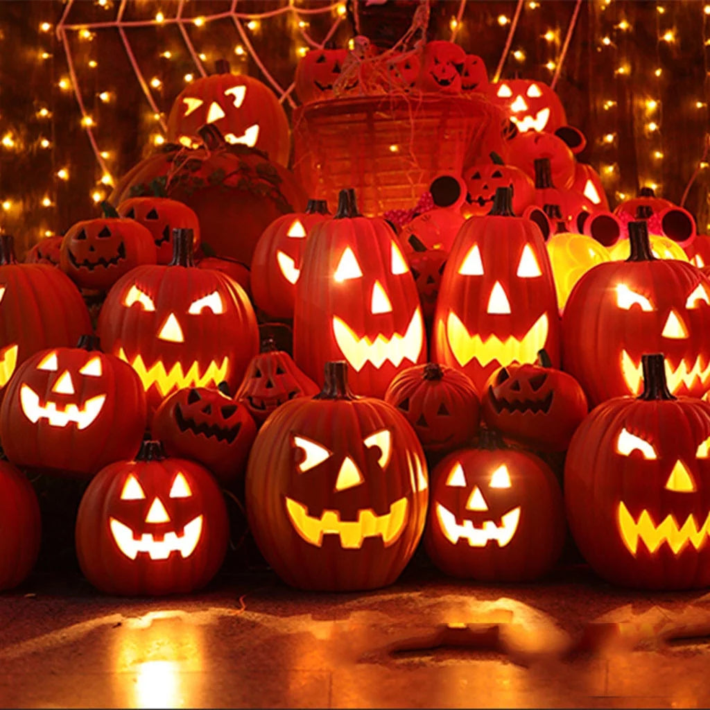 Fridja Halloween Pumpkin LED Light Lamp Creative Lantern Home Props Pumpkin Bar Horror Halloween Decorations Light up Pumpkin 3D Fall Resin Pumpkin Battery Operated Orange