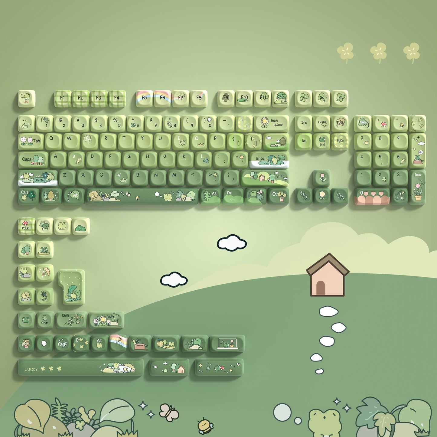 142 Keys Bow PBT Keycaps MOA Profile PBT Dye Sublimation DIY Key Caps for 61/87/104 Cherry MX Switch Gaming Mechanical Keyboard