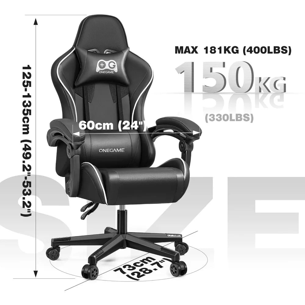 Gaming Chair for Adults, Ergonomic Computer Gamer Chair, Racing Style Swivel Office Desk Chair with Headrest and Lumbar Support