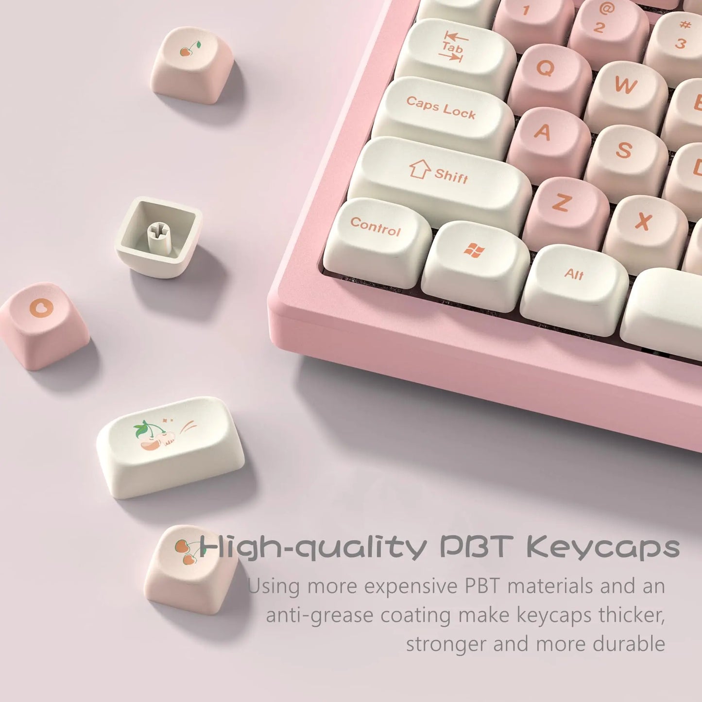 143 Keys Pink Cherry MOA Profile PBT Keycaps Customs Dye Sub Key Caps for 61/87/104 Cherry MX Switch Gaming Mechanical Keyboard