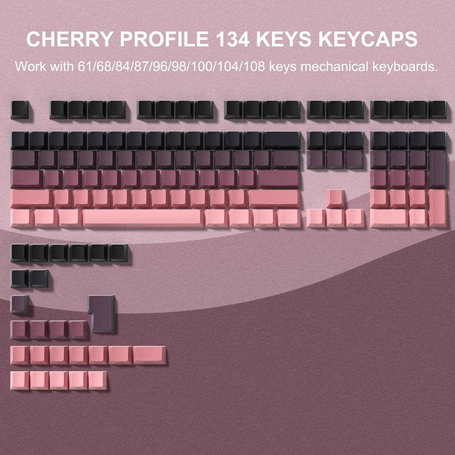 134 Key Black Topographic 4.0 PBT Keycaps Double Shot Side Print Shine through Backlit Key Caps for MX Gamer Mechanical Keyboard
