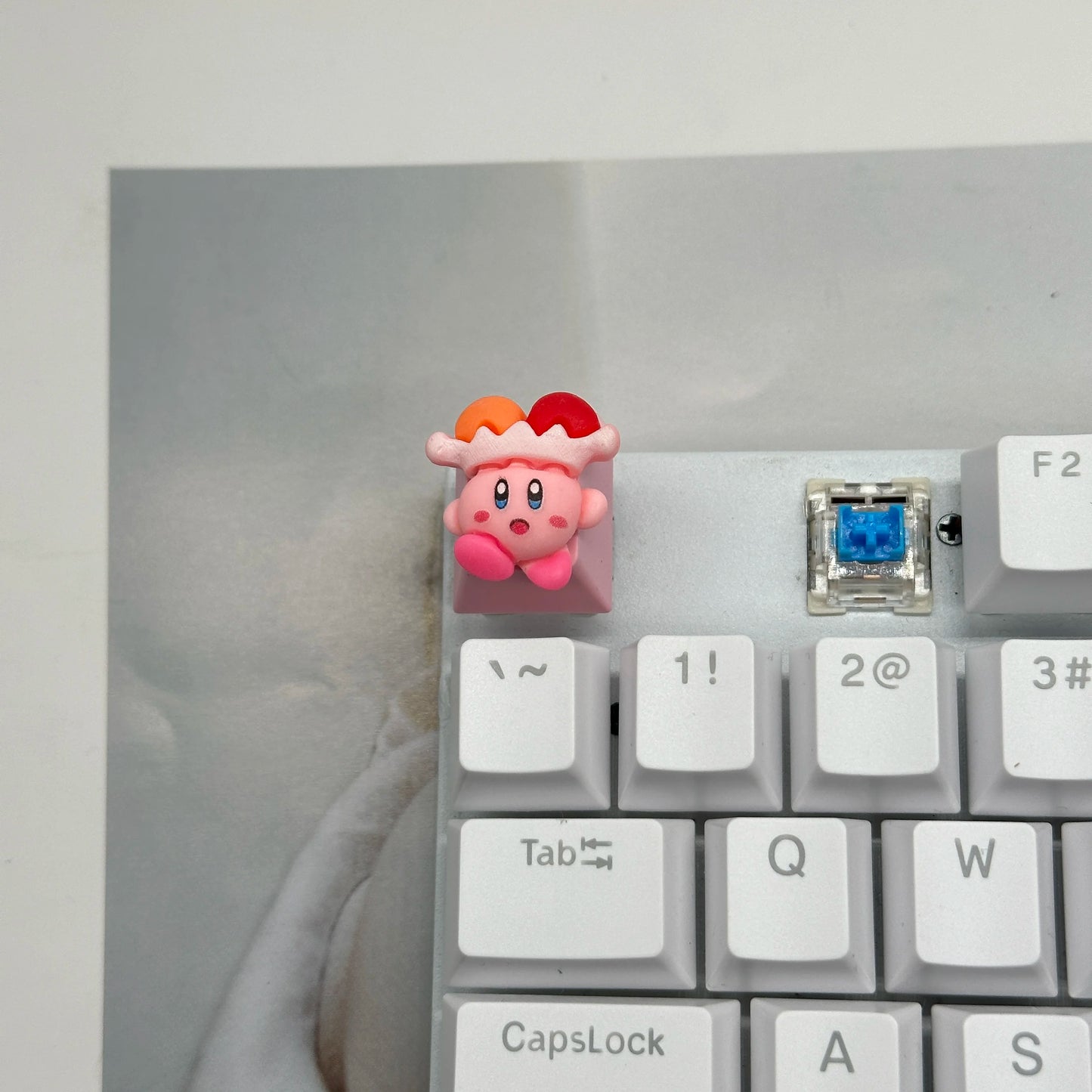 Cute Kirby Keycap Game Mechanical Keyboard R4 ESC Cross Axis Cartoon Anime Pink Girl Heart Keycap