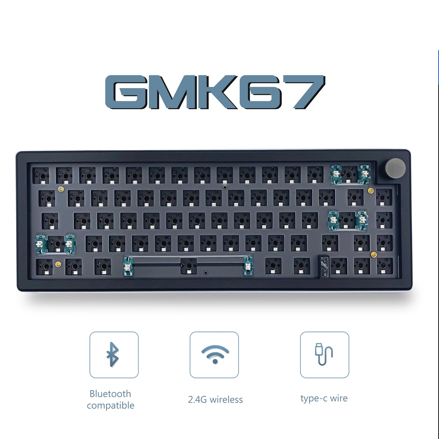 GMK67 65% Gasket Bluetooth 2.4G Wireless Hot-Swappable Customized Mechanical Keyboard Kit RGB Backlit