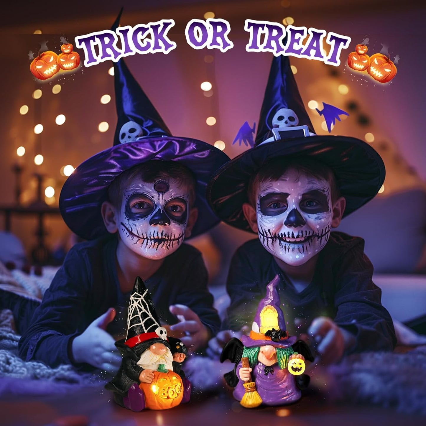 Halloween Decorations Indoor: Halloween Gnomes Figurine Light, Halloween Table D
