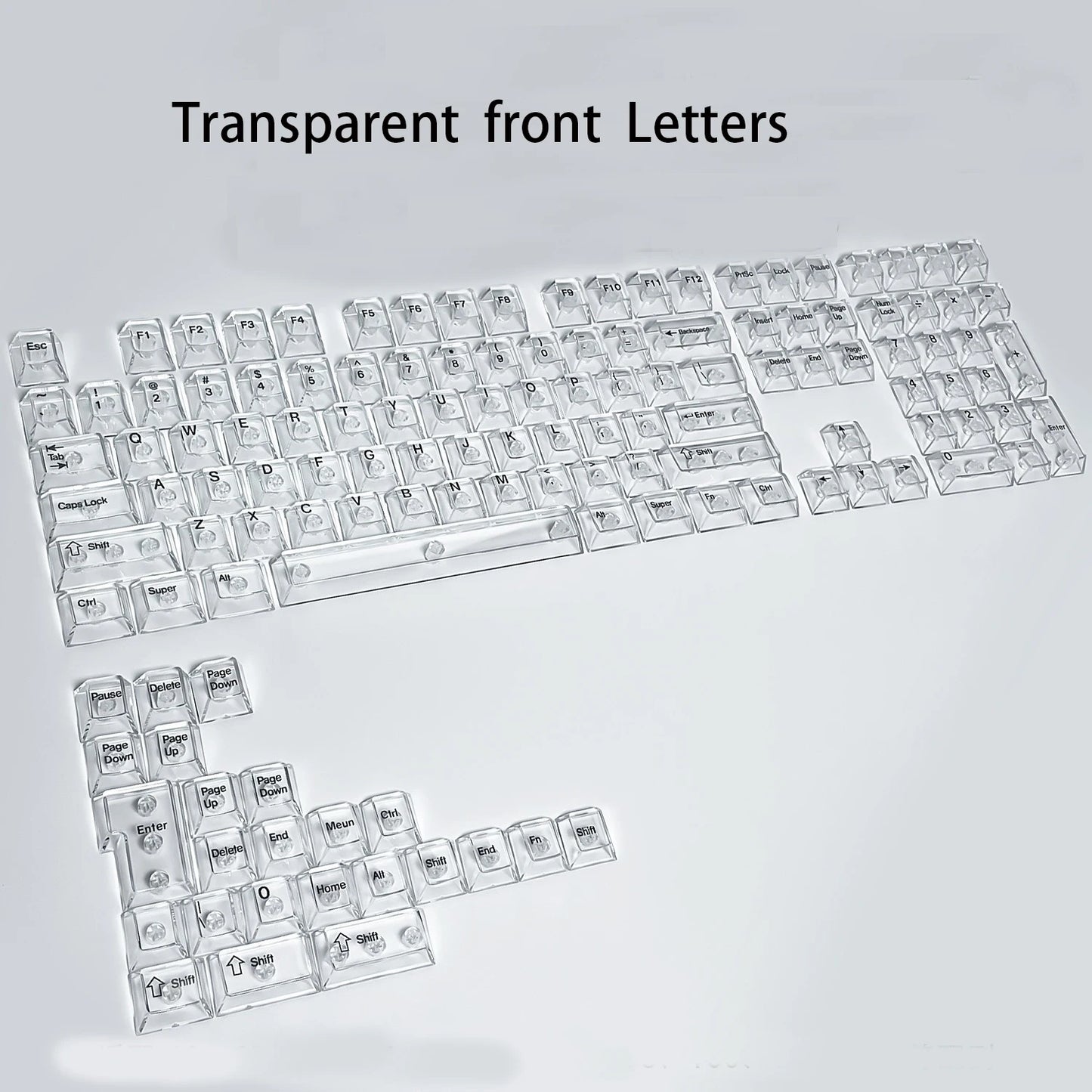 Crystal Transparent Cherry Profile Keycaps for Mechanical Gaming Keyboard ISO Enter PC Key Caps Side Carving Backlit RGB Keycap
