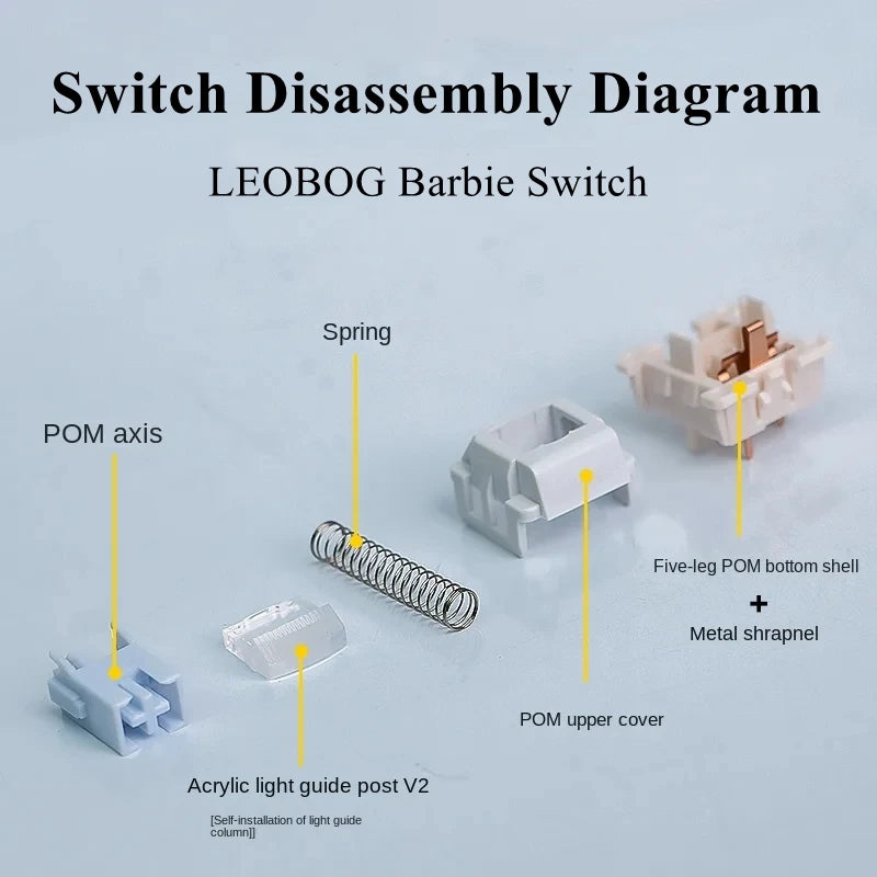 LEOBOG Switch 5Pins Linear RGB SMD Custom Mechanical Keyboard Accessories All POM Material Hifi Factory Lubrication 35Gf