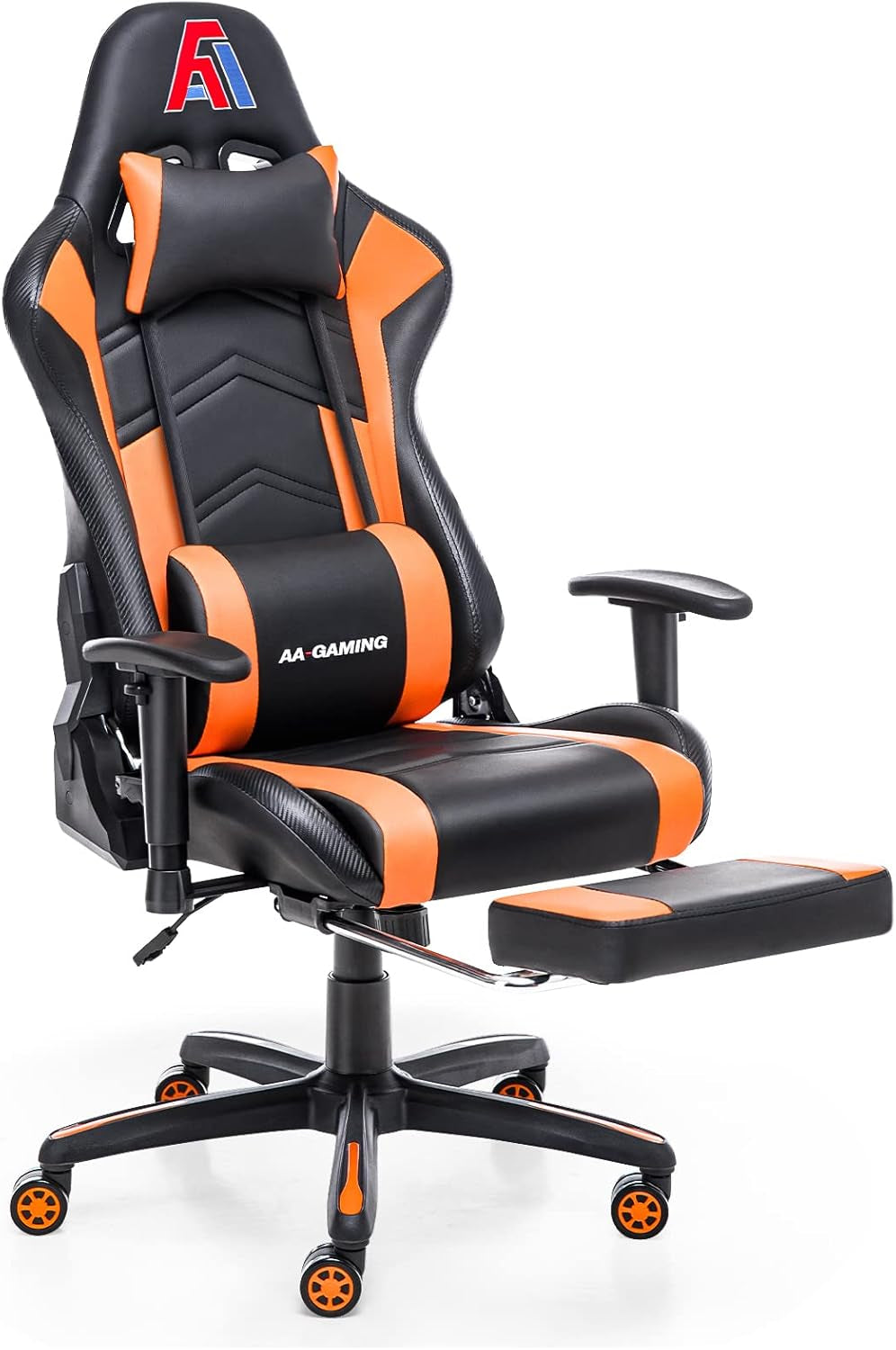 AA Products Gaming Chair High Back Ergonomic Computer Racing Chair Adjustable Office Chair with Footrest, Lumbar Support Swivel Chair - Grey