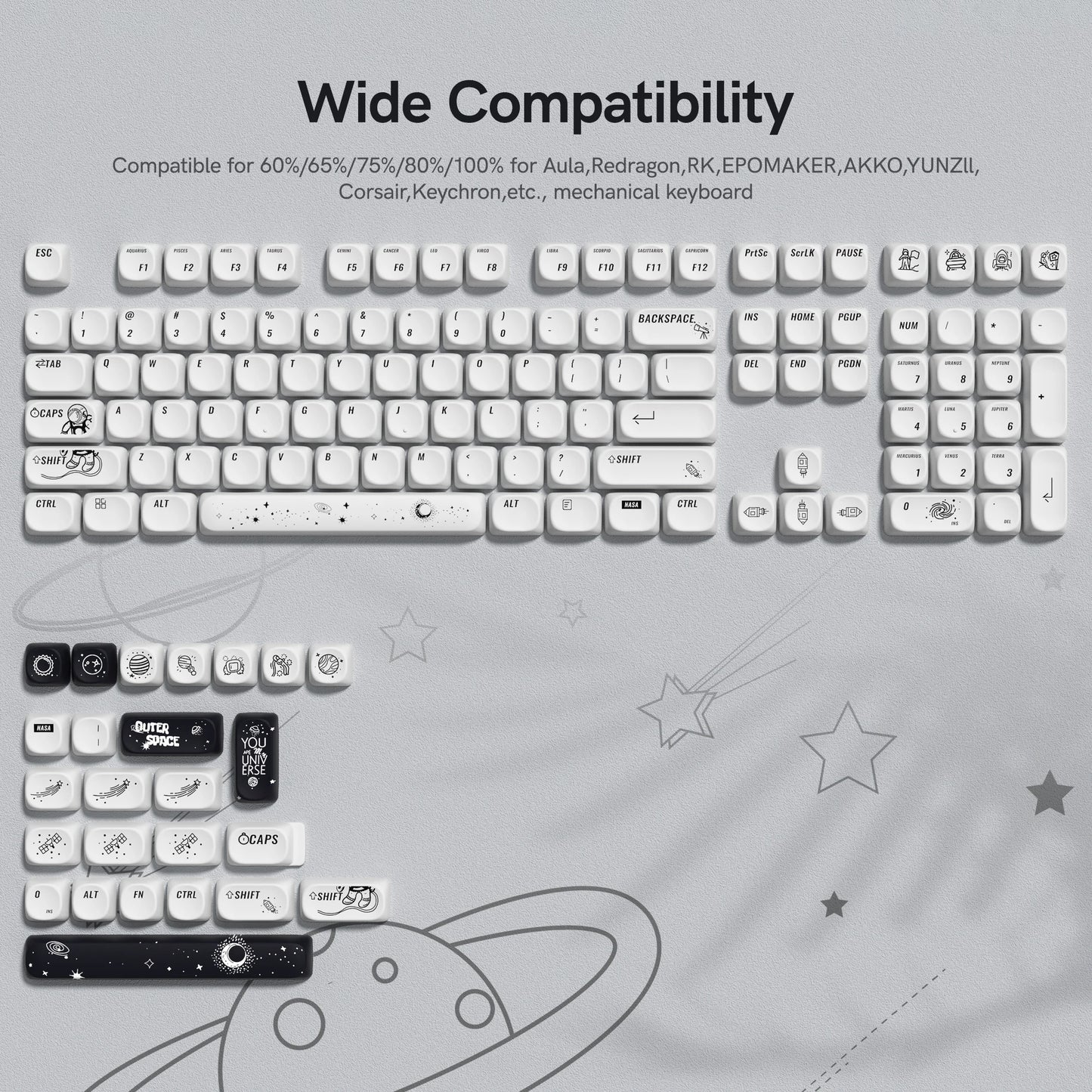 143 Keys Pink Cherry MOA Profile PBT Keycaps Customs Dye Sub Key Caps for 61/87/104 Cherry MX Switch Gaming Mechanical Keyboard